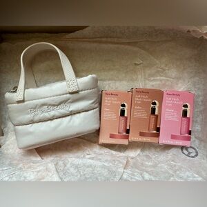 NWT Rare Beauty Mini Tote Keychain Mini Soft Pinch Blush Trio Virtue Hope Happy
